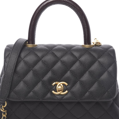 Chanel Caviar Lizard Embossed Quilted Mini Coco Handle Flap Black 10 of 10