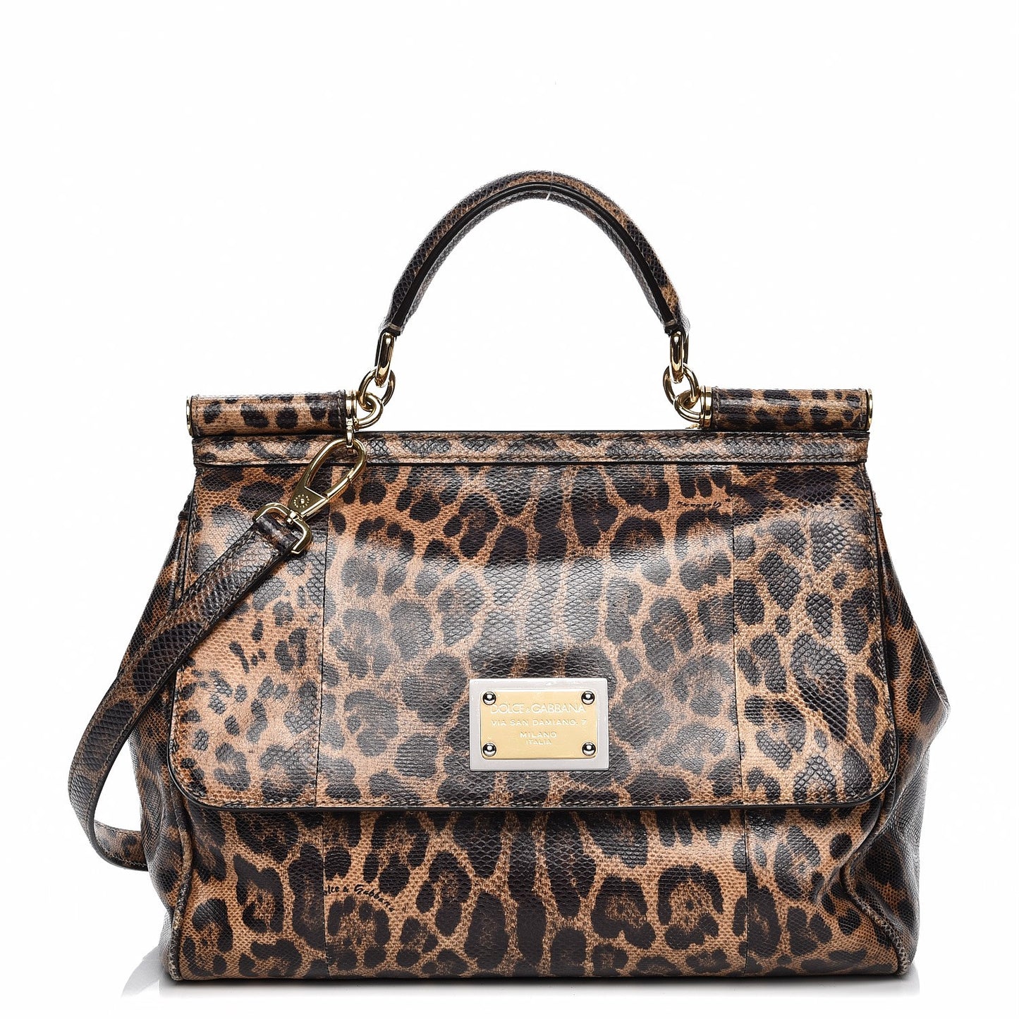 Calfskin Embossed Leopard Print Large Miss Sicily Shopper Tote