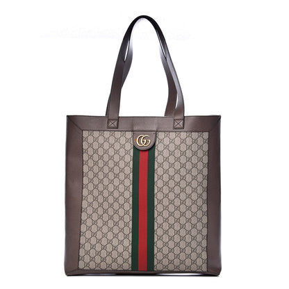 Gucci GG Supreme Monogram Web Large Ophidia Vertical Shopping Tote Brown 3 of 12