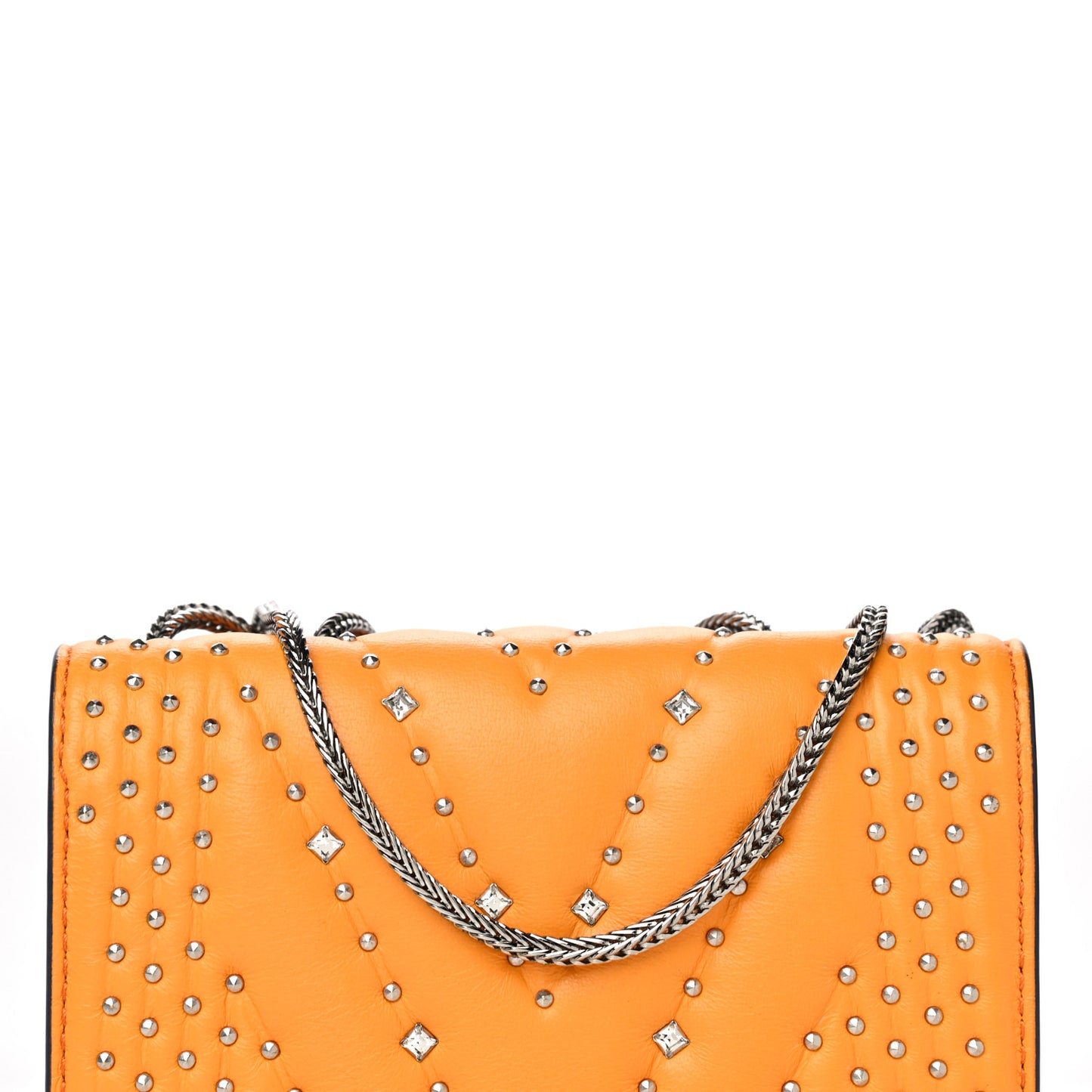Lambskin Diamond Disco Mini Flap Crossbody Bag Orange