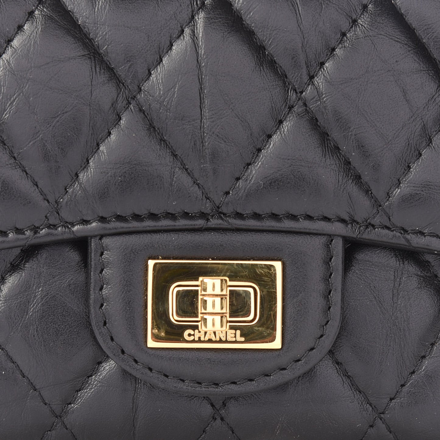 Aged Calfskin Quilted Reissue Compact Wallet Black