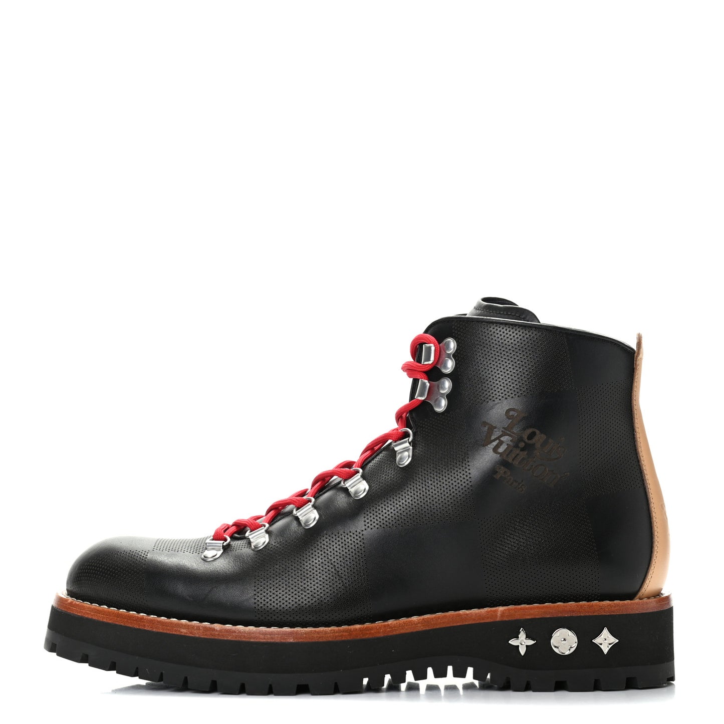 Calfskin Maxi Damier Perforated Alpinist Ankle Boots 9 Black
