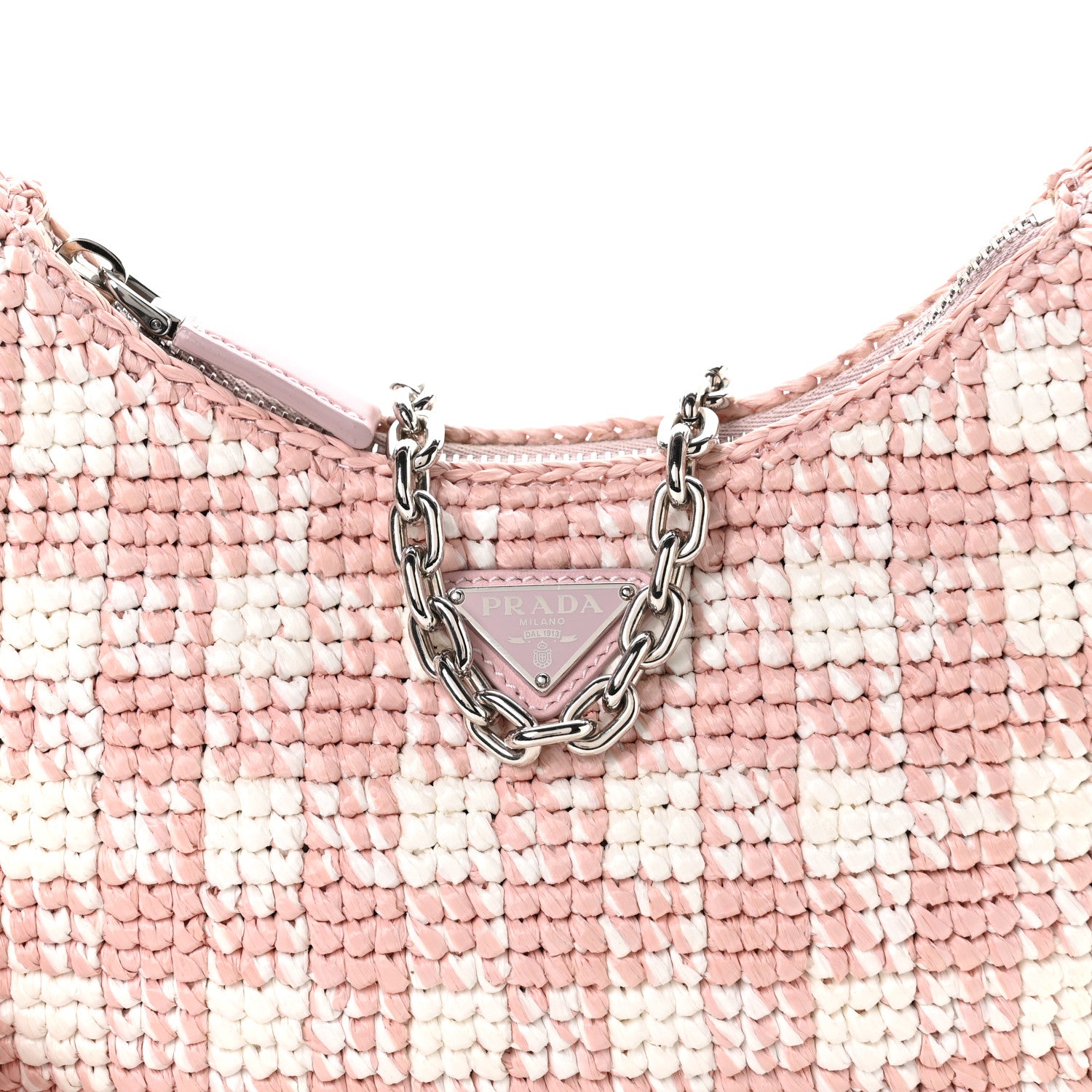 Prada Yarn Raffia Effect Crochet Mini Re-Edition Shoulder Bag Alabastro 10 of 12