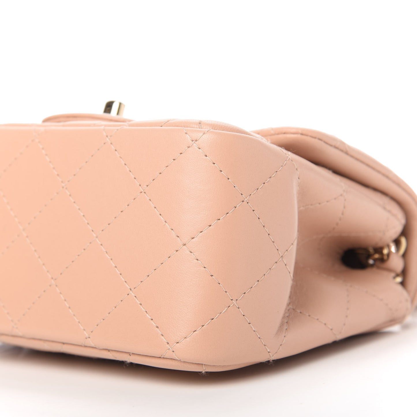 Lambskin Quilted Mini Square Flap Beige
