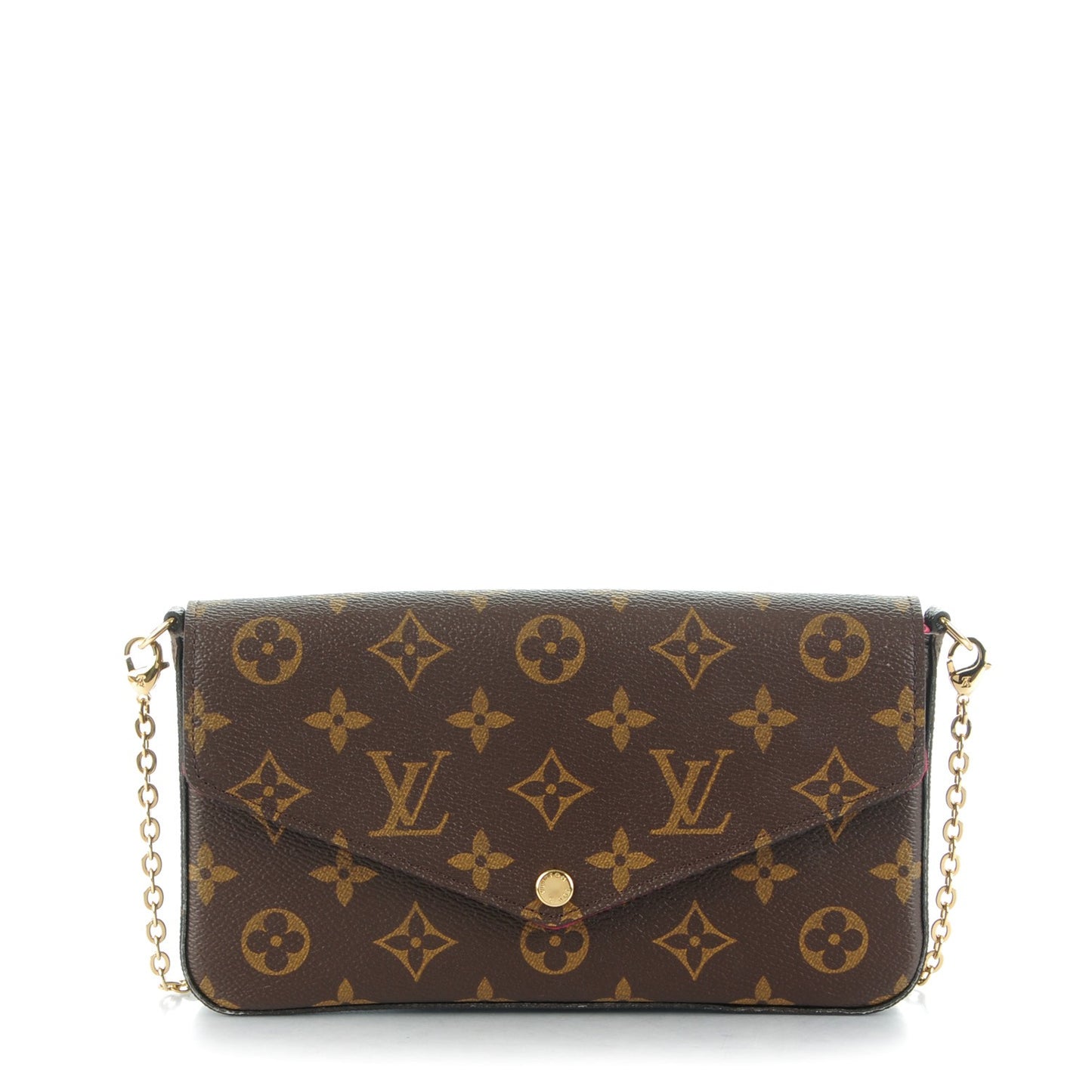 Monogram Pochette Felicie Chain Wallet Fuchsia