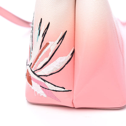 Fendi Nappa Canvas Patent Ombre Embroidered Bird Of Paradise Mini Peekaboo Iconic Satchel Pink 15 of 16