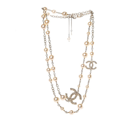 Chanel Graduated Pearl Crystal Twisted CC Long Necklace in Gold 3 of 5