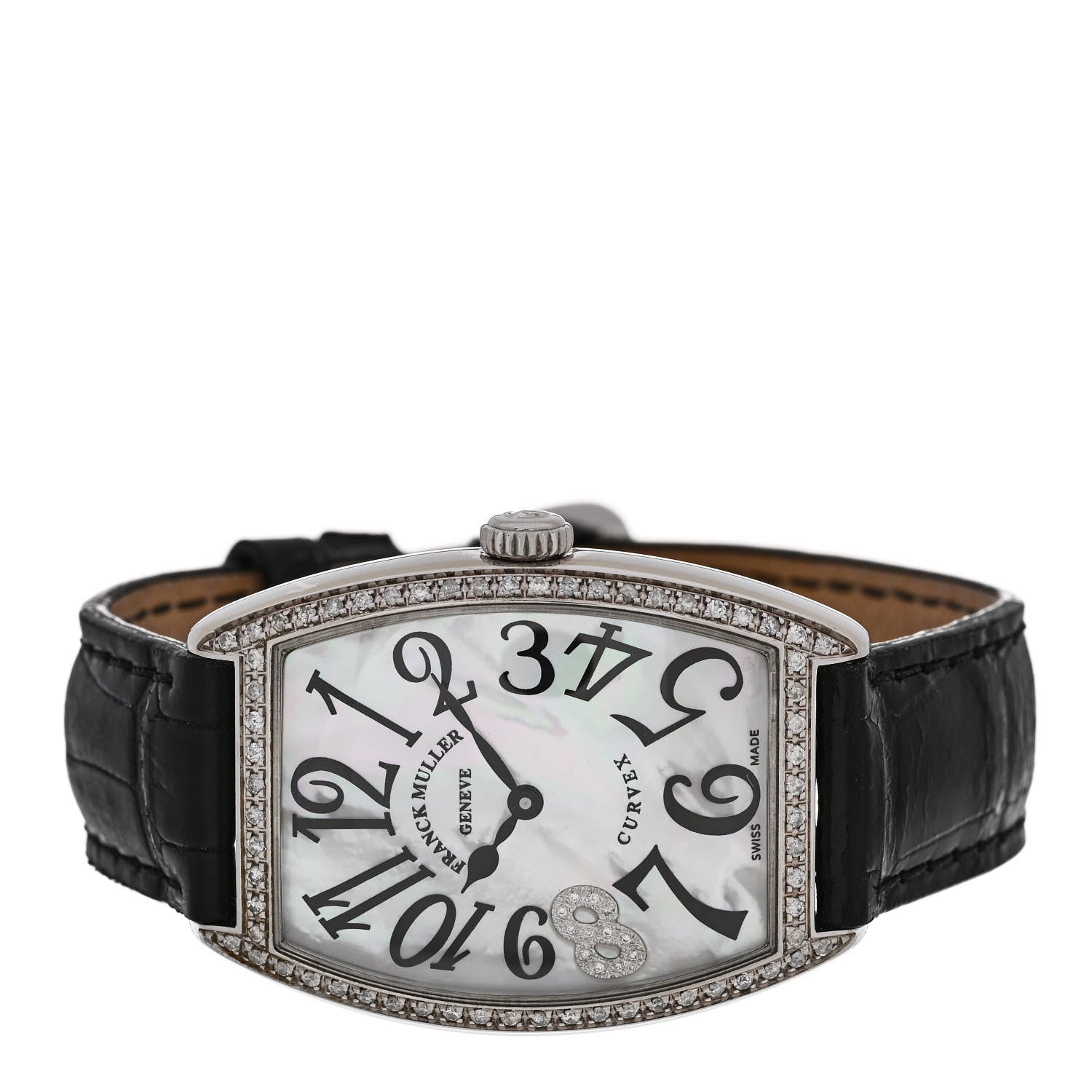 Franck Muller Stainless Steel Alligator Diamond Bezel Mother of Pearl 31mm Cintree Curvex Quartz Watch 2852BQZ 2 of 4