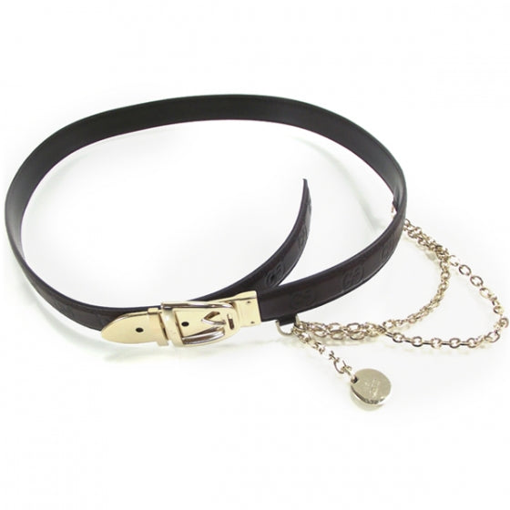 Gucci Guccissima Leather Chain Belt Brown 36 1 of 5
