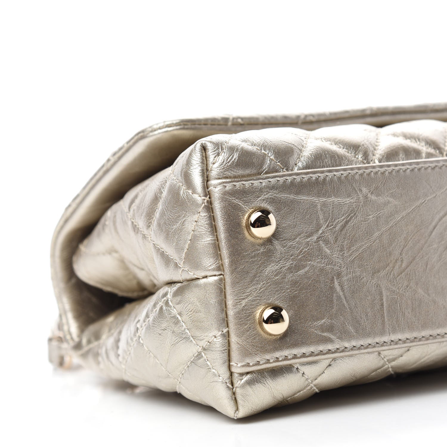 Chanel Metallic Aged Calfskin Quilted Mini Coco Handle Flap Gold 6 of 11