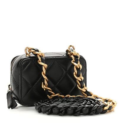Chanel Lambskin Quilted Mini Lacquered Chain Clutch Black 3 of 11