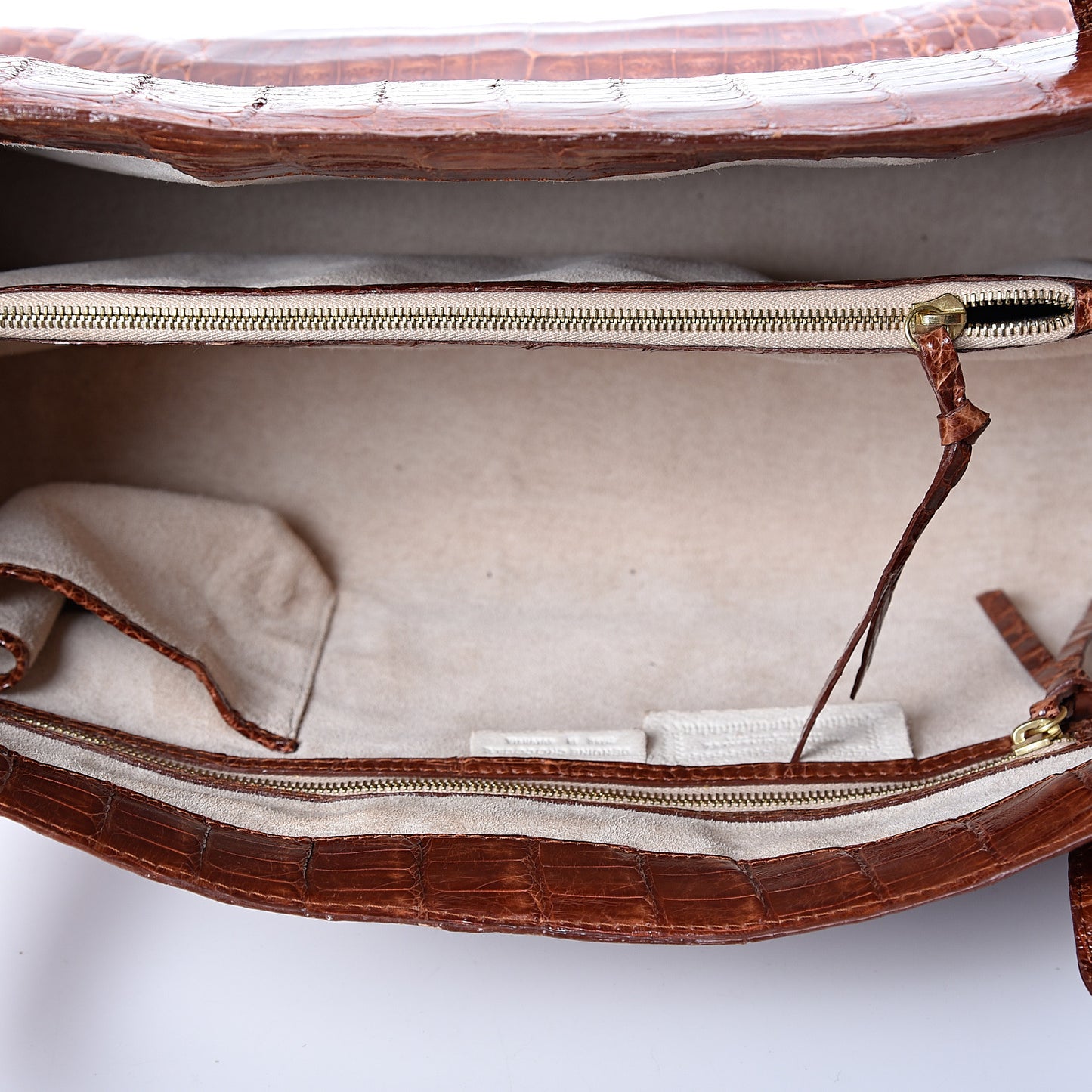 Crocodile Top Handle Tote Brown