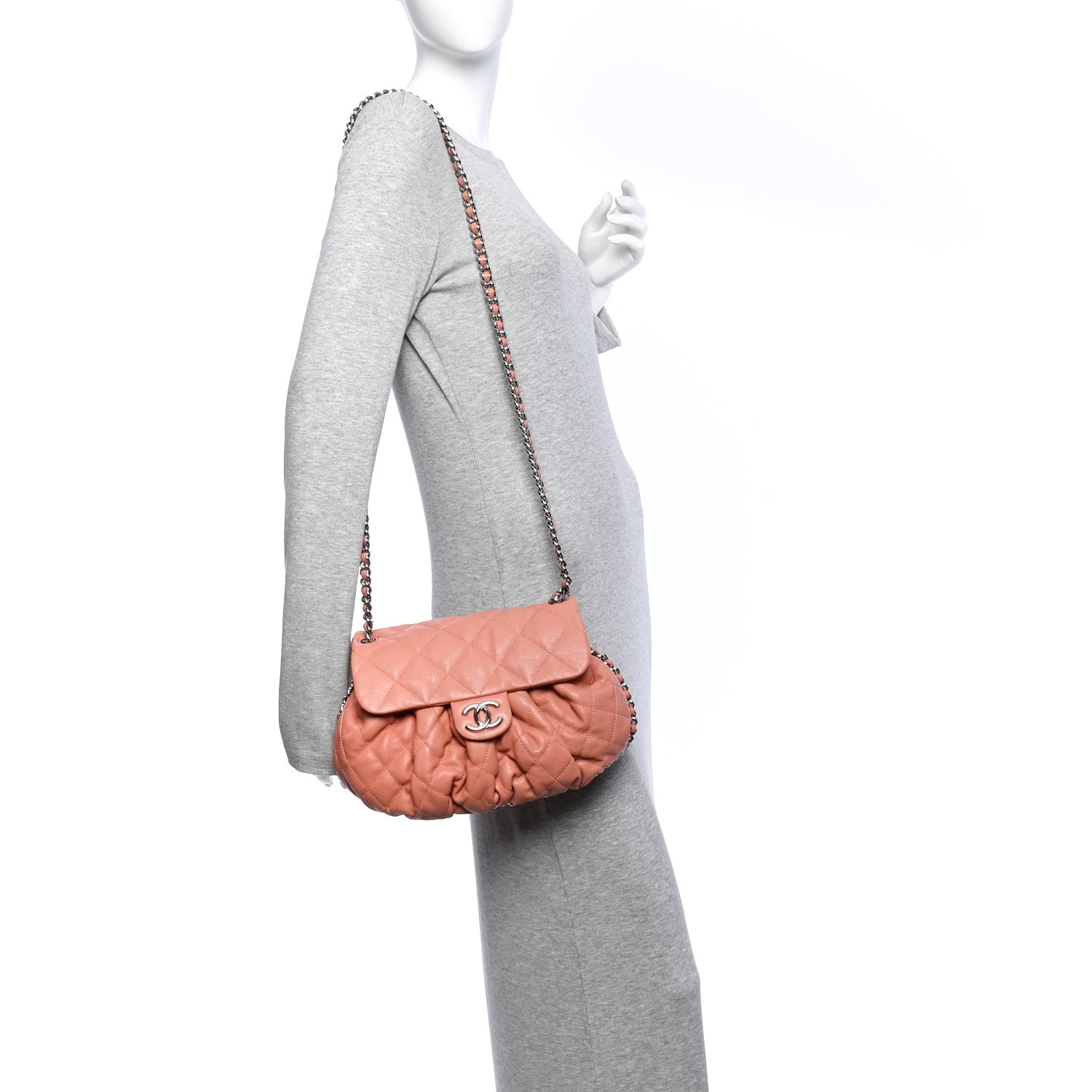 Chanel Washed Lambskin Quilted Medium Chain Around Messenger Pink 2 of 10