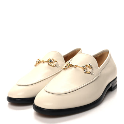 Gucci Calfskin Crystal Womens Jordaan Loafers 37 Mystic White 3 of 9