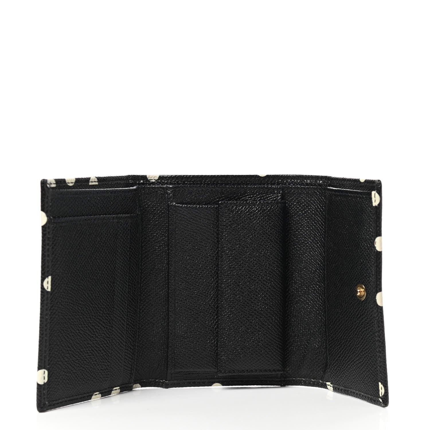 Dolce & Gabbana Dauphine Polka Dot French Flap Wallet Black White 5 of 8