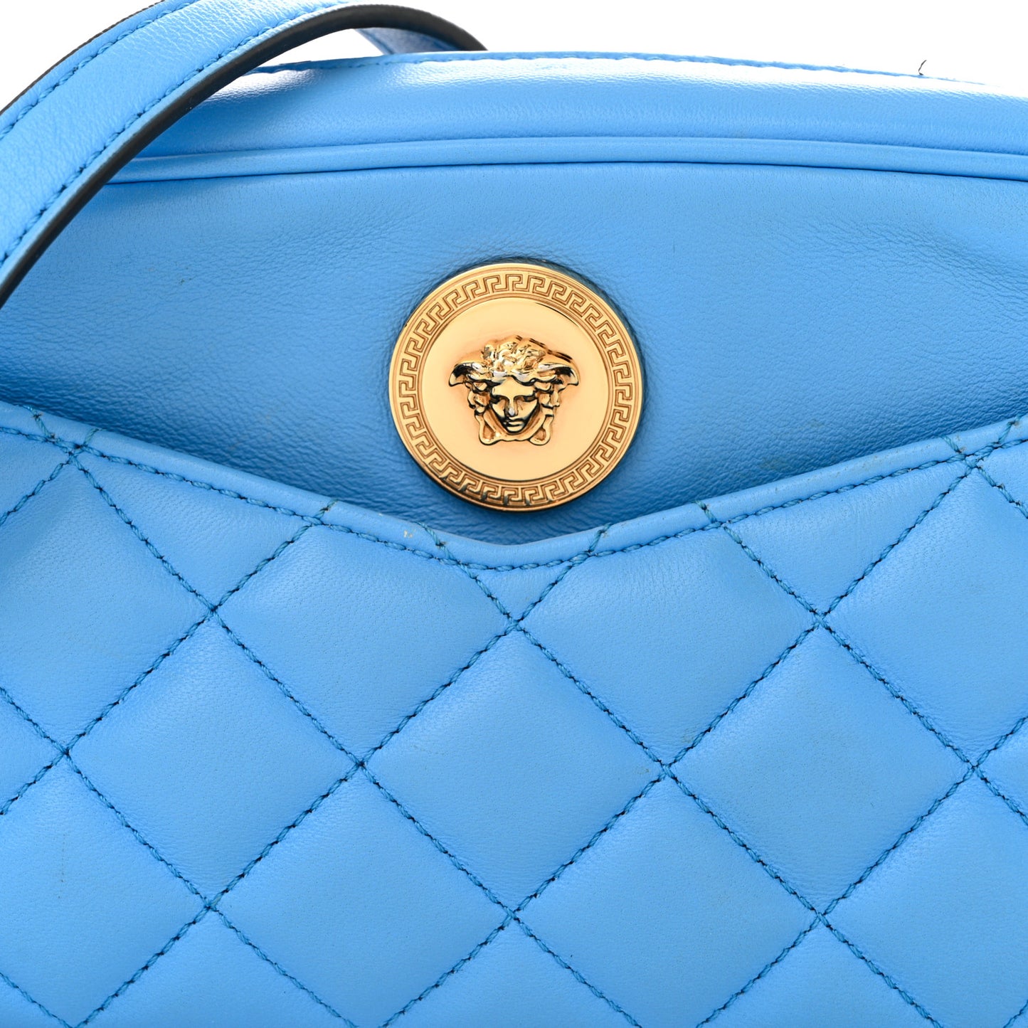 Nappa Quilted Medusa Camera Bag Blue
