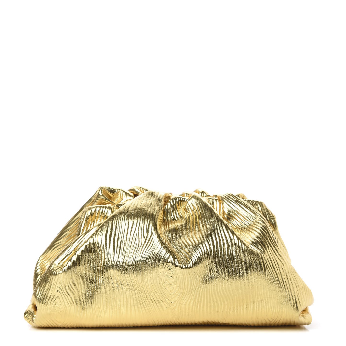 Metallic Bark Calfskin Embossed The Pouch Oversized Clutch Oro