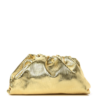 Bottega Veneta Metallic Bark Calfskin Embossed The Pouch Oversized Clutch Oro 1 of 9