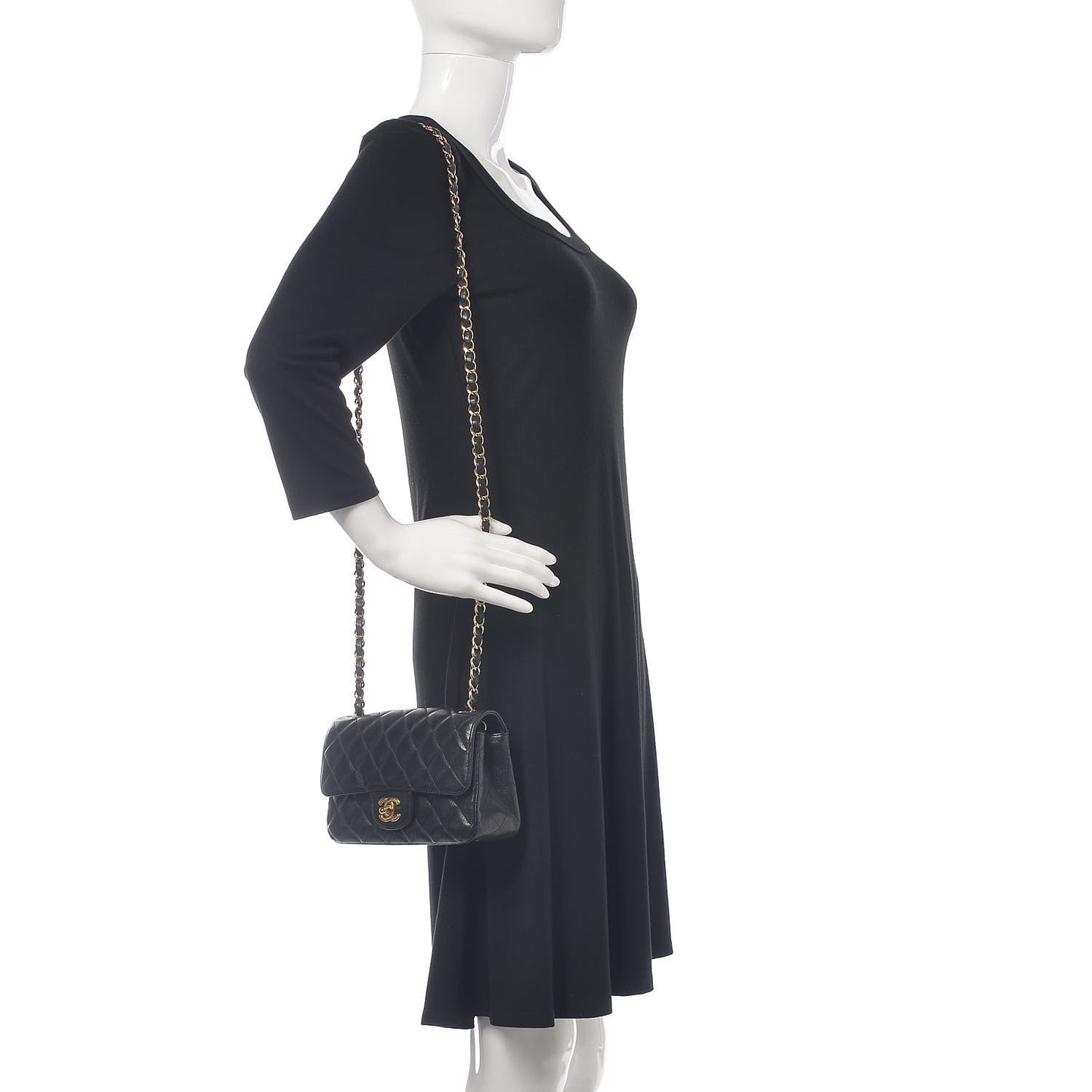 Caviar Quilted Mini Rectangular Flap Black