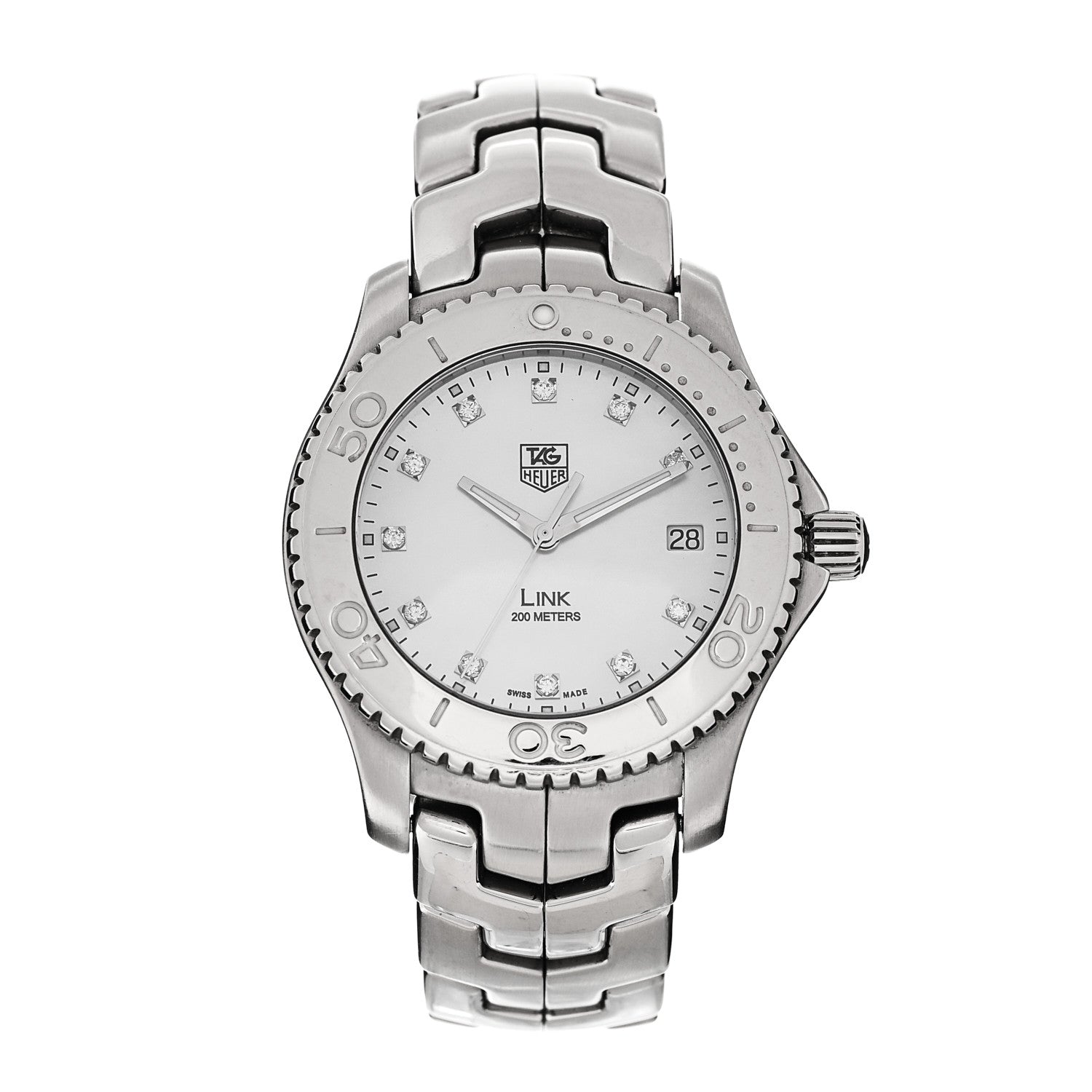 Tag Heuer Stainless Steel Diamond Mother of Pearl 39mm Link Quartz Watch WJ1114 1 of 5