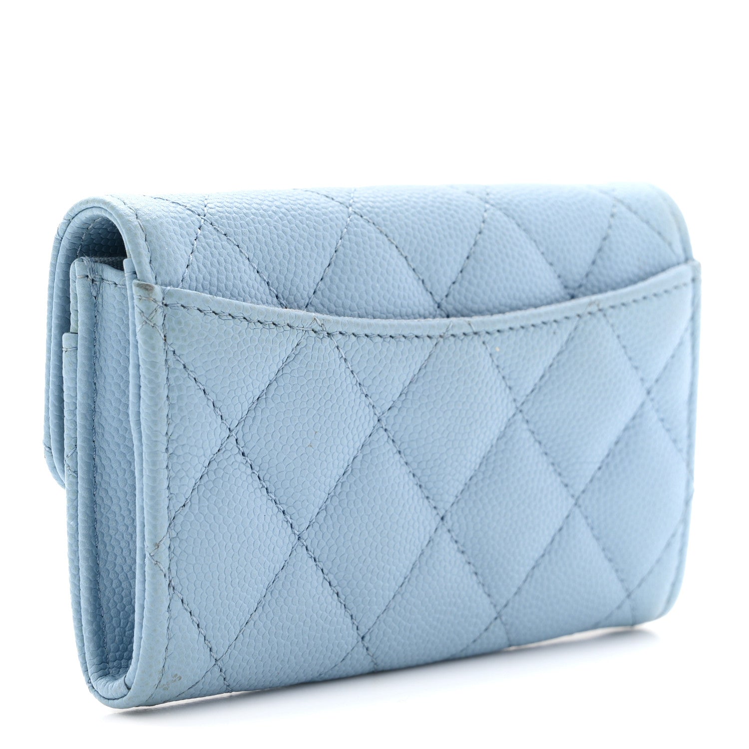 Chanel Caviar Quilted Flap Card Holder Wallet Light Blue 3 of 9