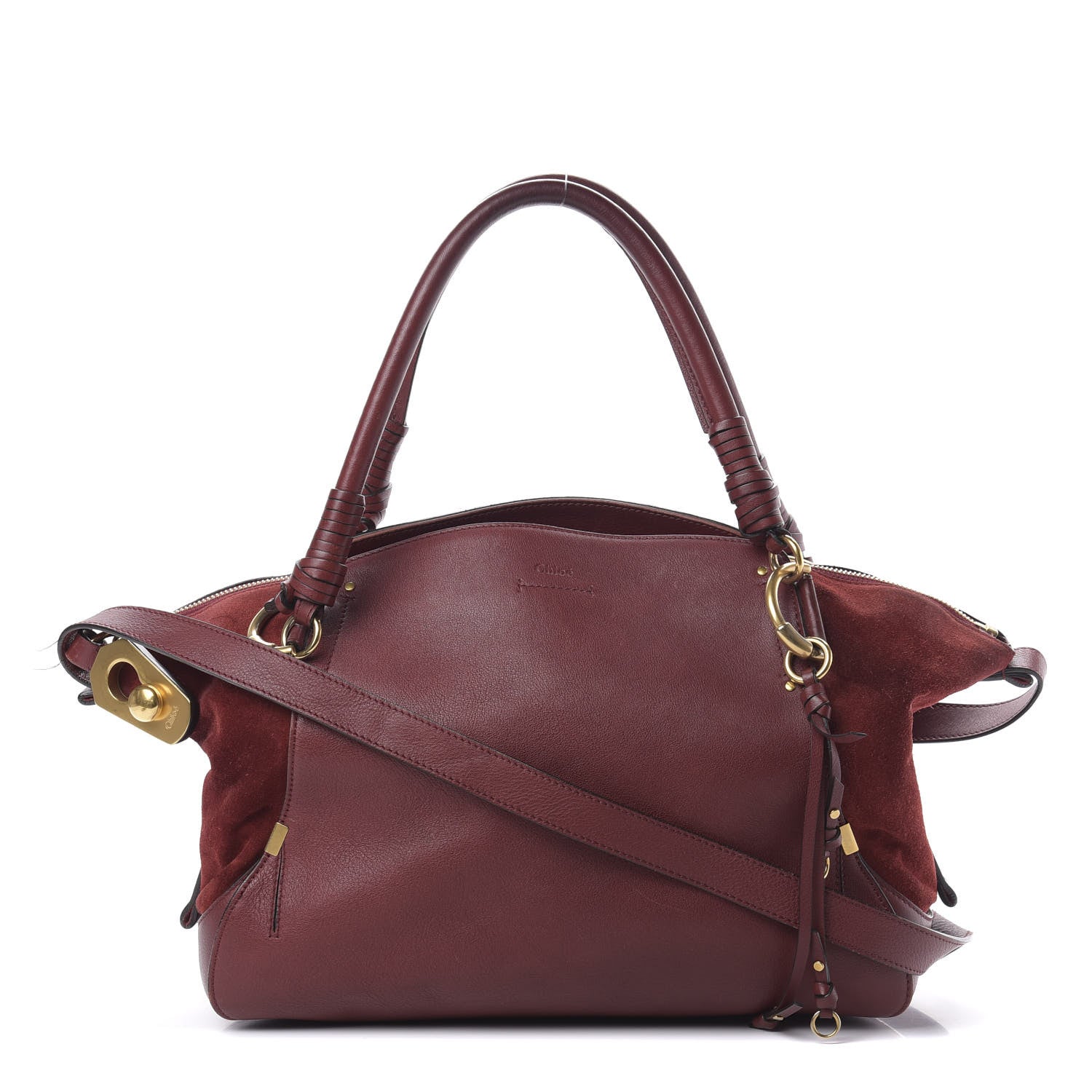 Chloe Grained Calfskin Suede Satchel Red 1 of 18