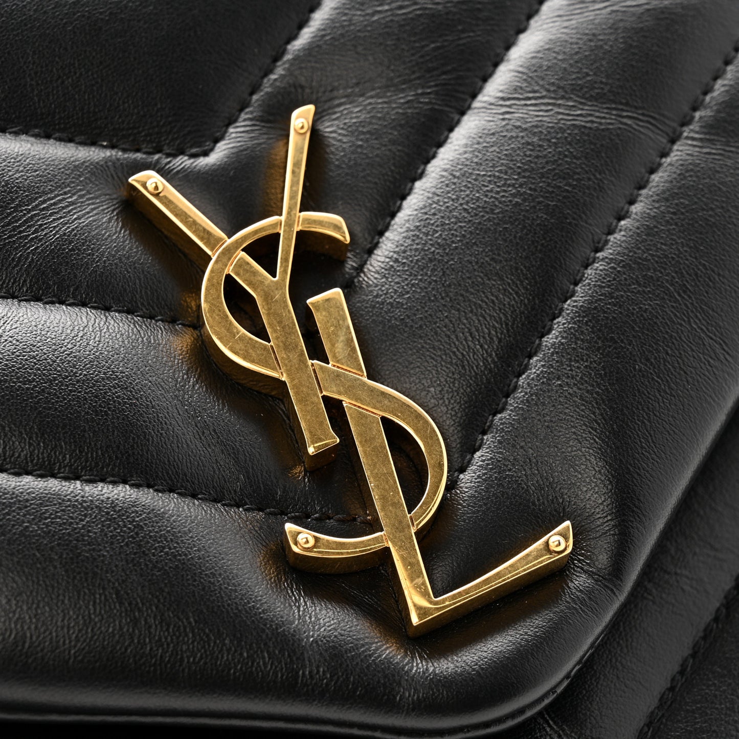 Calfskin Y Quilted Monogram Medium Loulou Chain Satchel Black