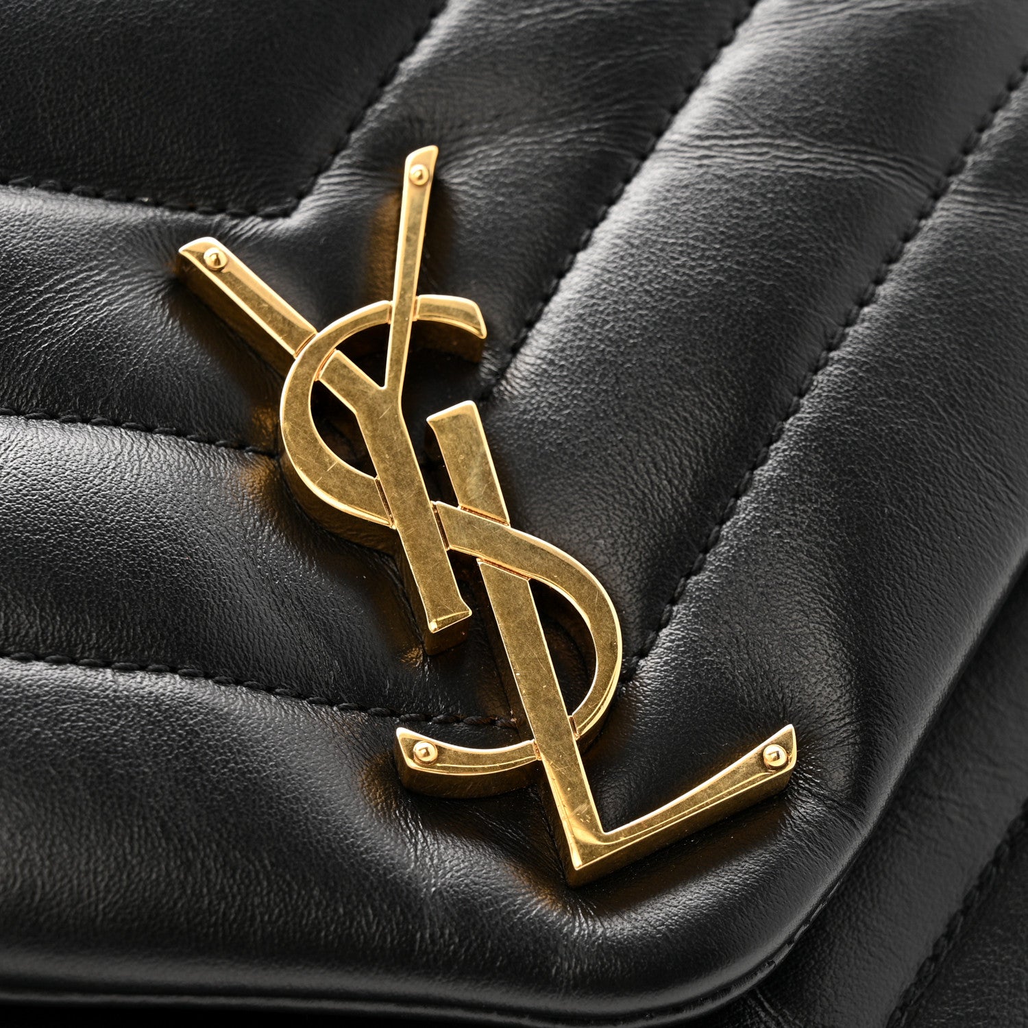 Saint Laurent Calfskin Y Quilted Monogram Medium Loulou Chain Satchel Black 15 of 17