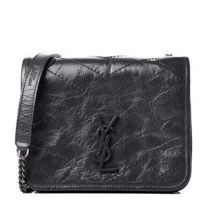 Saint Laurent Crinkled Calfskin Matelasse Monogram Niki Chain Wallet Storm 1 of 5