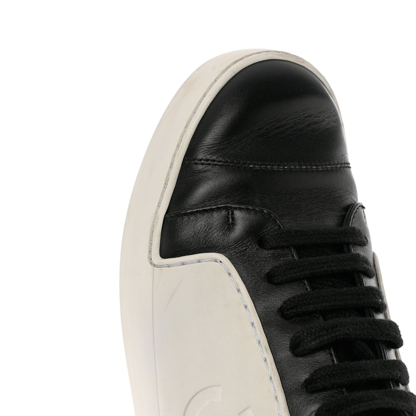 Calfskin Womens CC Sneakers 36 Black White