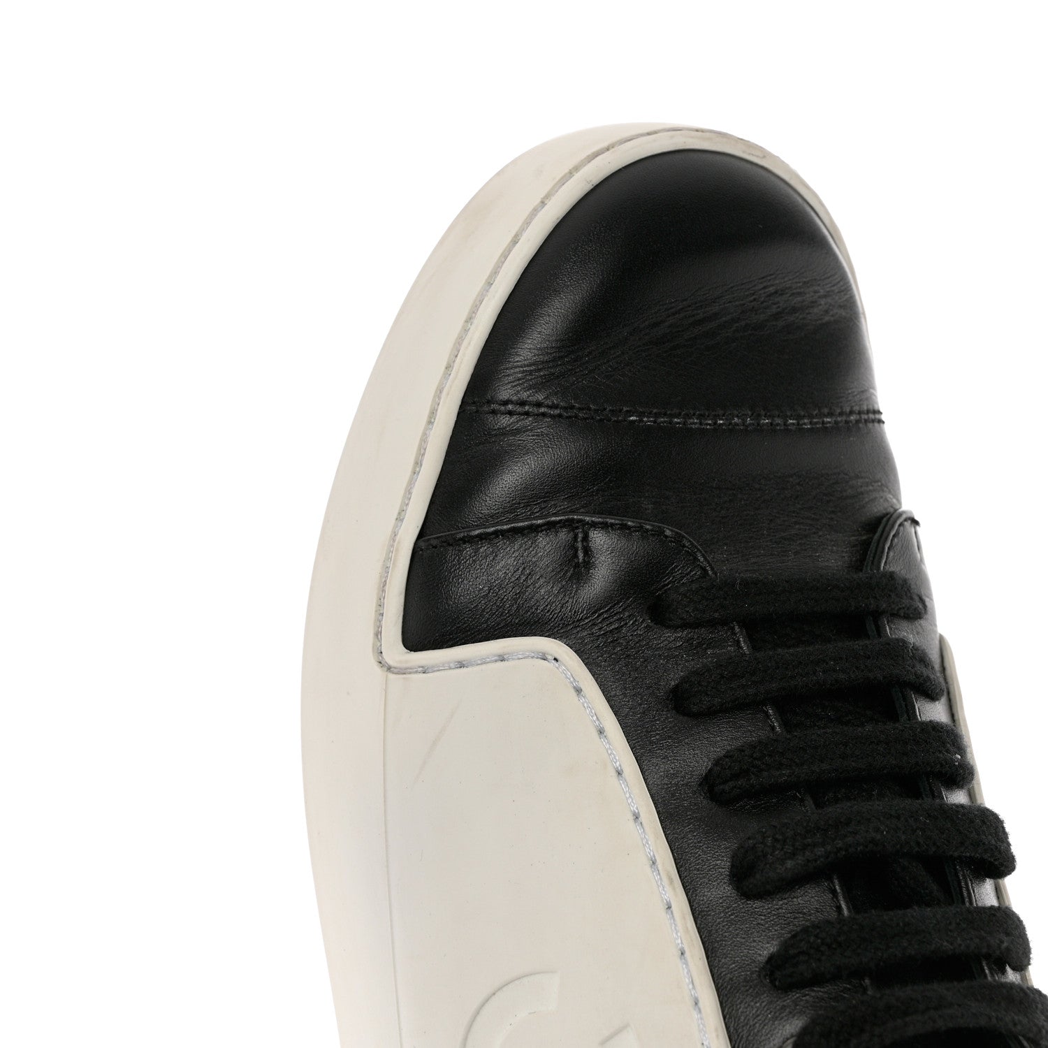 Chanel Calfskin Womens CC Sneakers 36 Black White 10 of 12