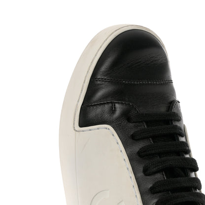 Chanel Calfskin Womens CC Sneakers 36 Black White 10 of 12