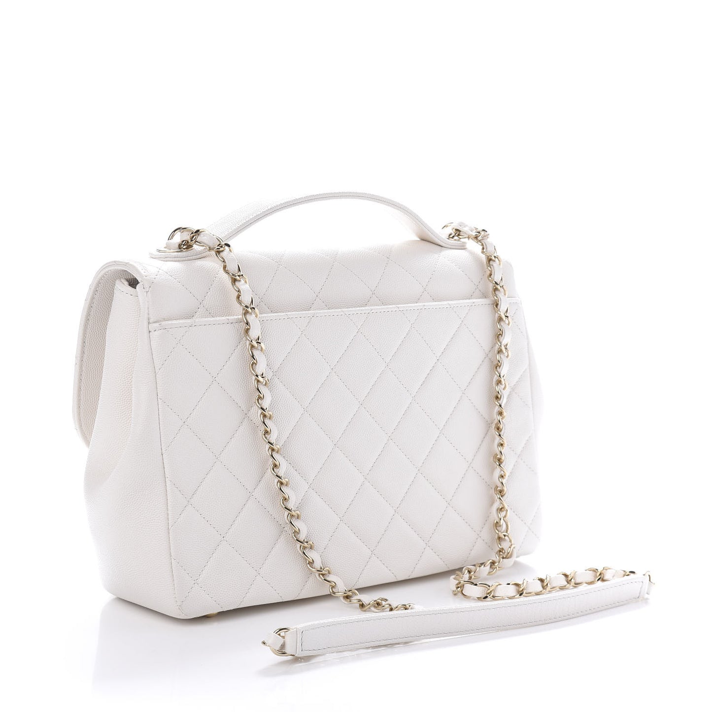 Caviar Quilted Large Business Affinity Flap White