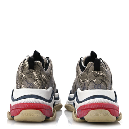 Balenciaga X GUCCI GG Supreme Monogram Allover Logo Womens Triple S Sneakers 37 Beige Ebony Mystic White 6 of 15