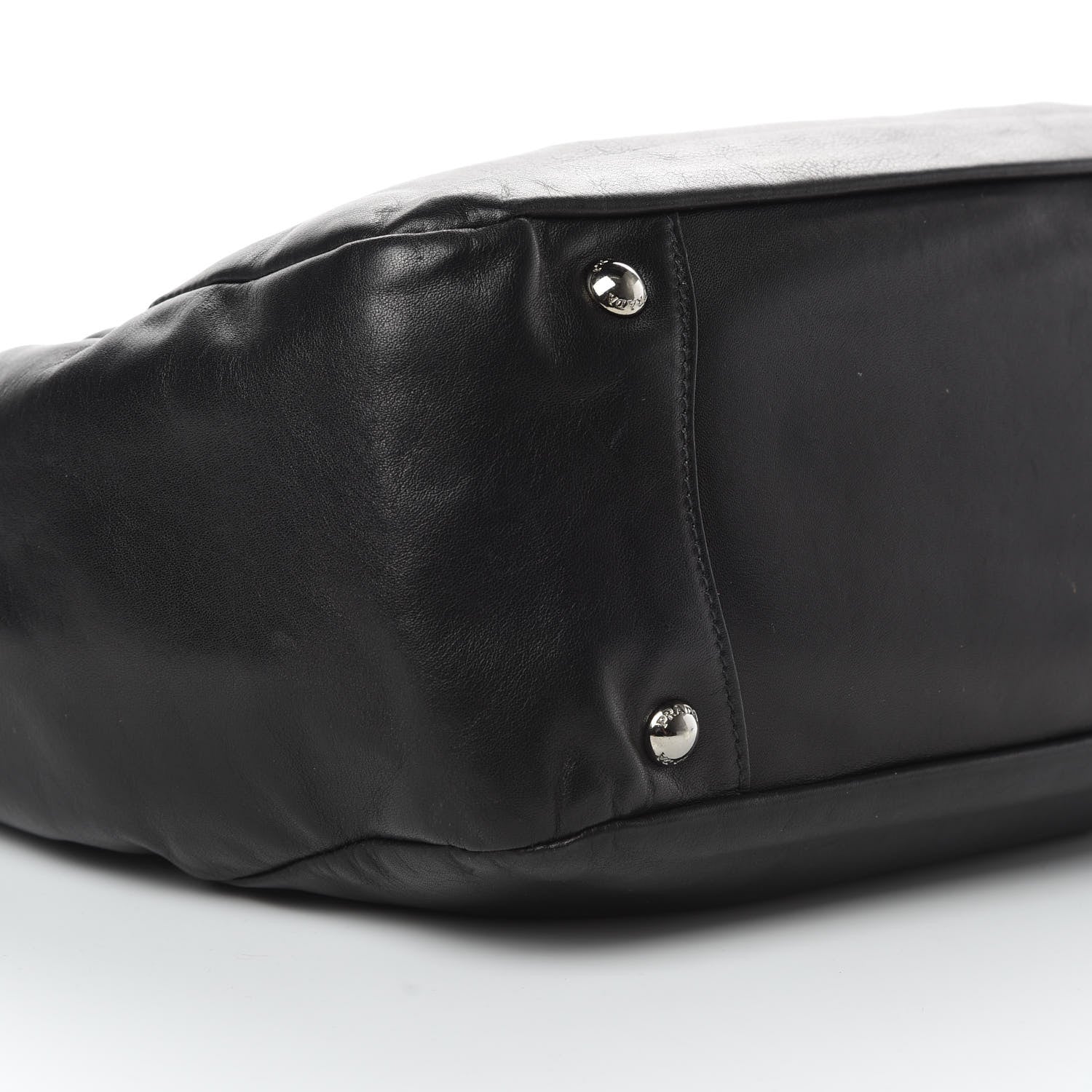 Prada Soft Calfskin Pleated Hobo Black 10 of 14