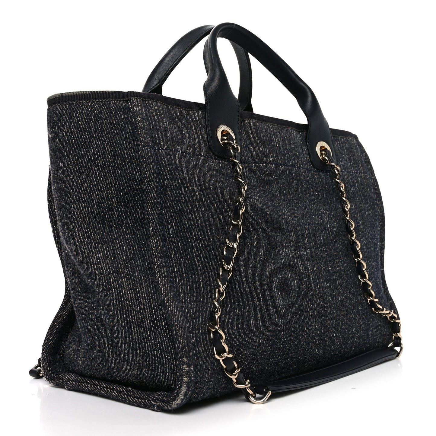 Denim Small Deauville Tote Dark Blue White Blue White
