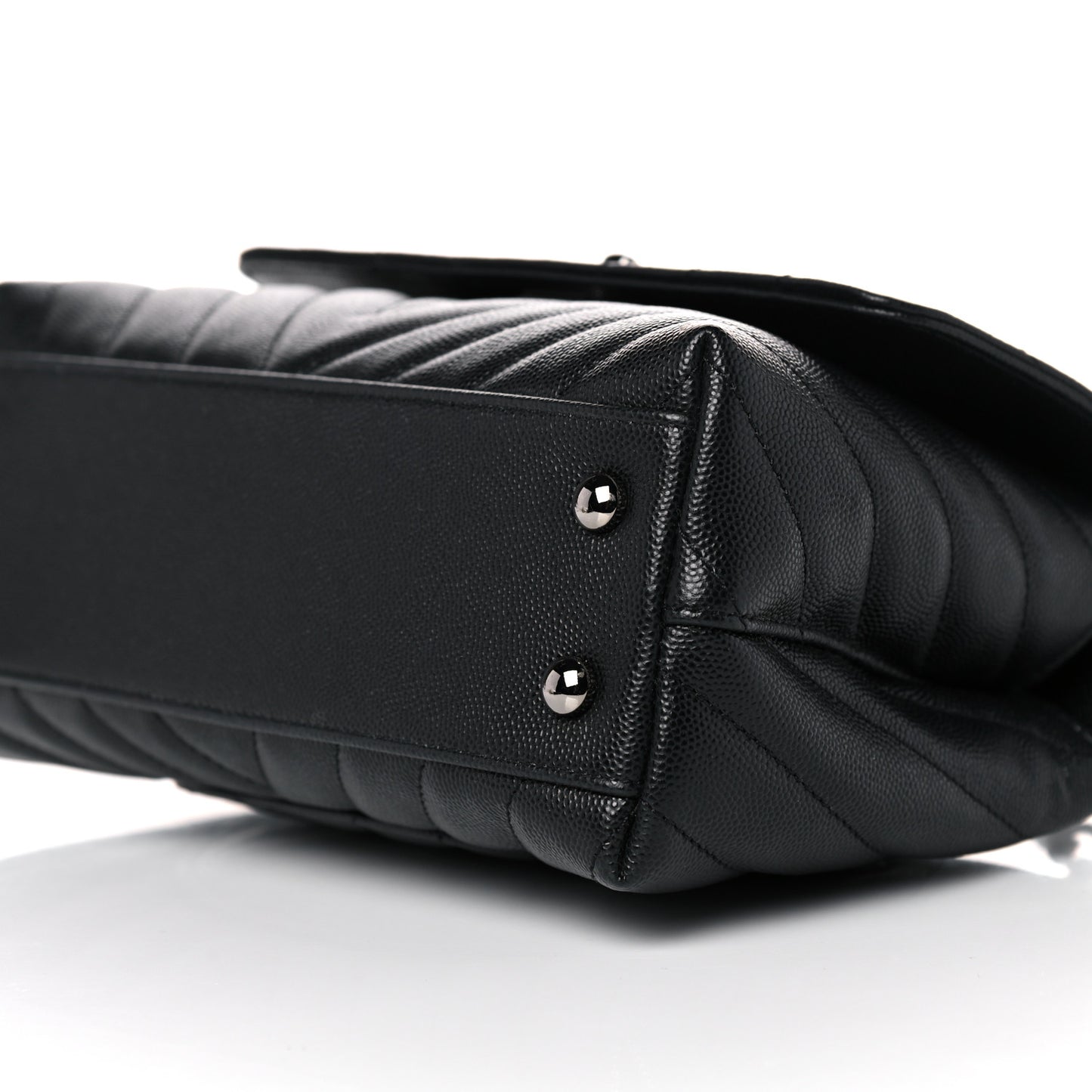 Caviar Chevron Quilted Mini Coco Handle Flap Black