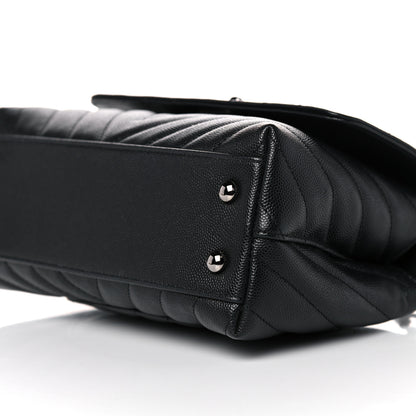 Chanel Caviar Chevron Quilted Mini Coco Handle Flap Black 6 of 9