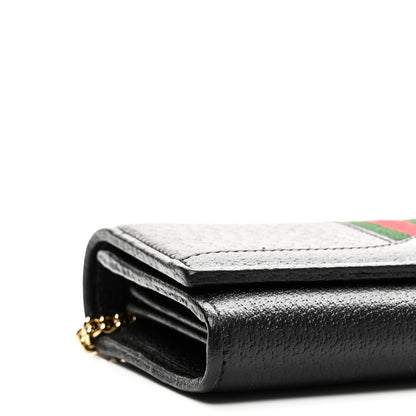 Gucci Textured Calfskin Web Ophidia Wallet On Chain Black 9 of 11