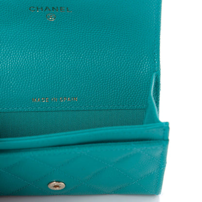Chanel Caviar Quilted Flap Card Holder Turquoise 5 of 8