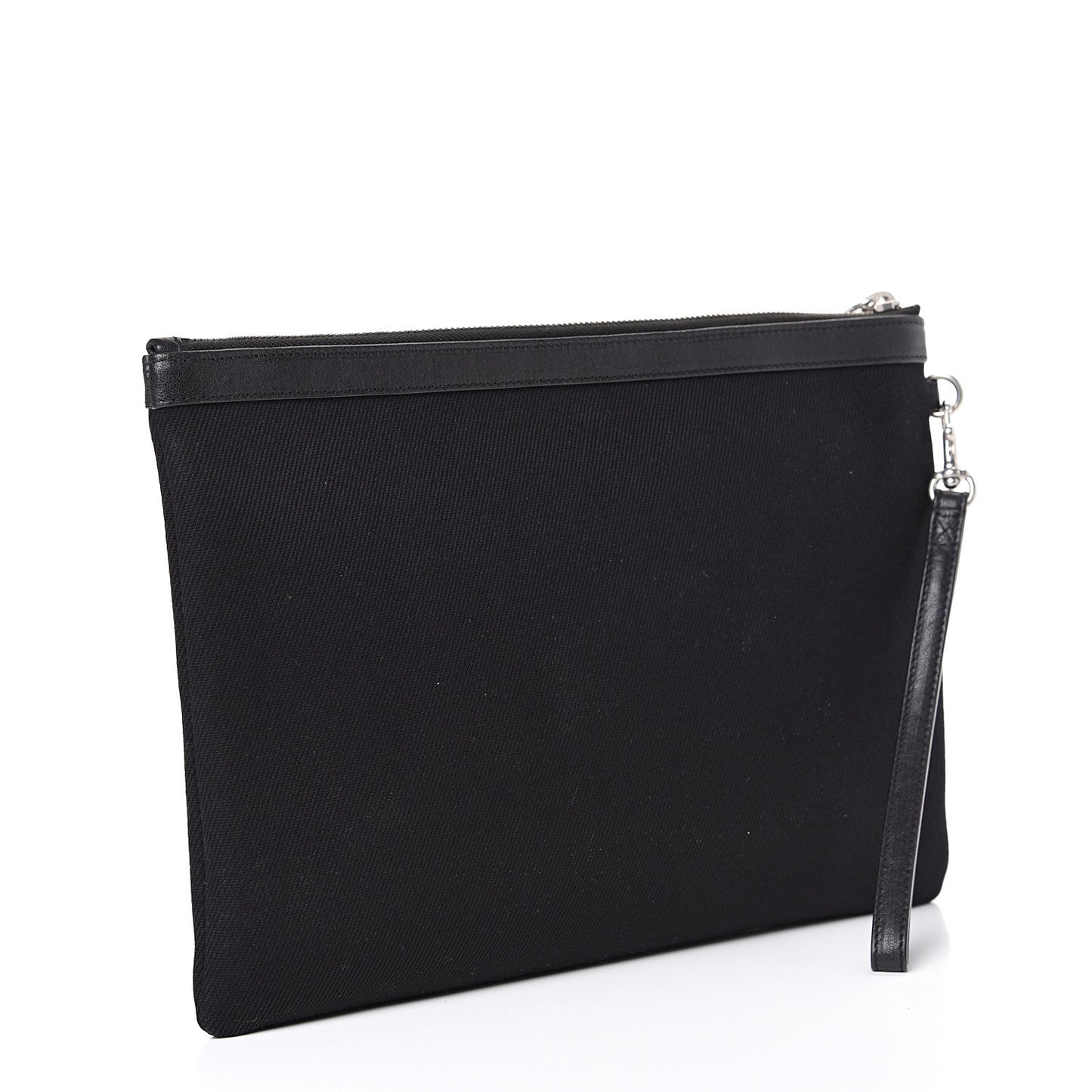 Linen Canvas Rive Gouche Zipped Pouch Black