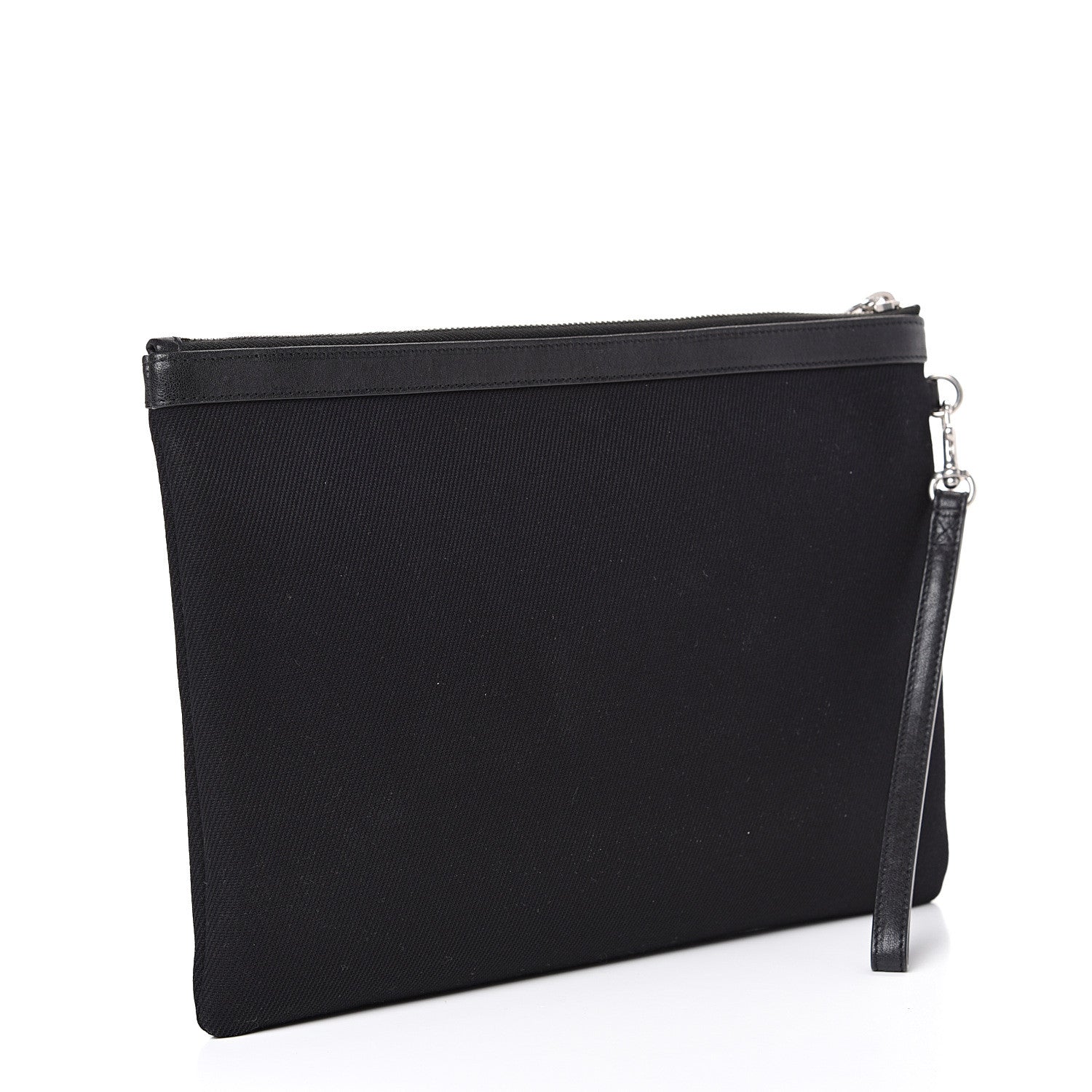 Saint Laurent Linen Canvas Rive Gouche Zipped Pouch Black 2 of 6
