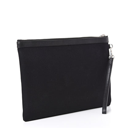 Saint Laurent Linen Canvas Rive Gouche Zipped Pouch Black 2 of 6