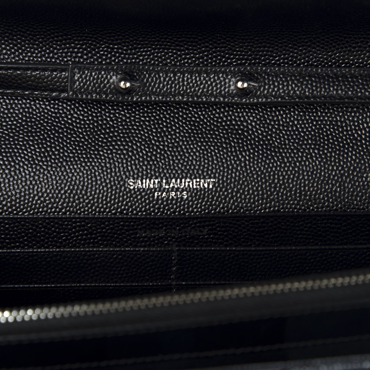 Saint Laurent Grain De Poudre Matelasse Chevron Monogram Chain Wallet Black 7 of 10