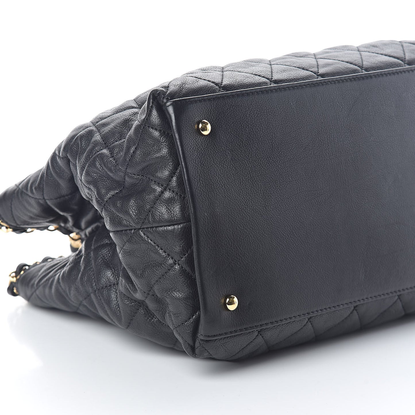 Calfskin Quilted Small Chain Me Tote Black