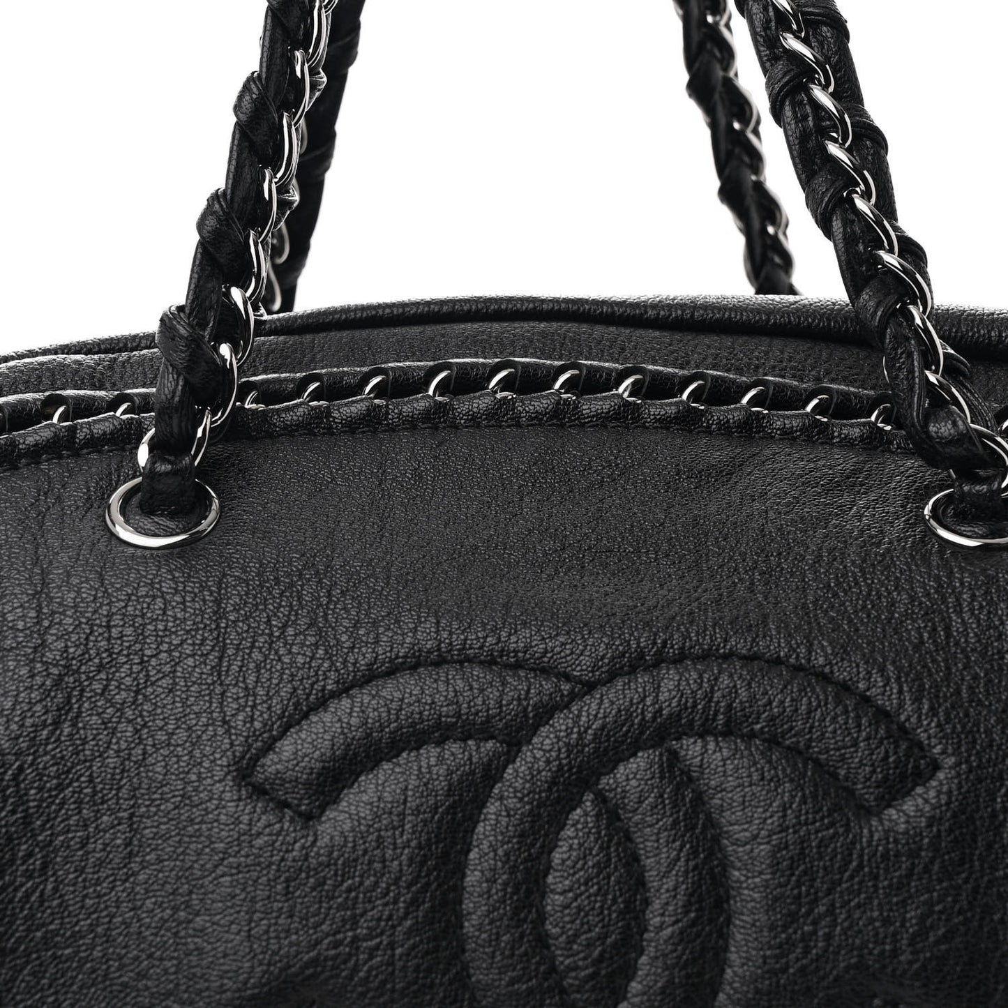Goatskin Large Luxe Ligne Bowler Black