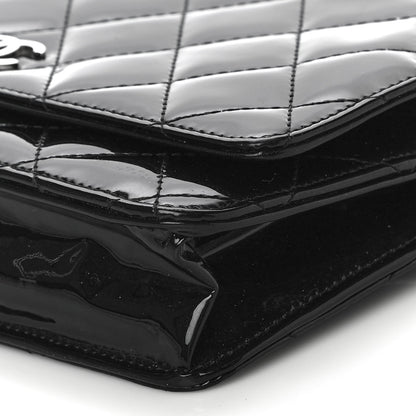 Chanel Patent Quilted Wallet On Chain WOC Black 10 of 11