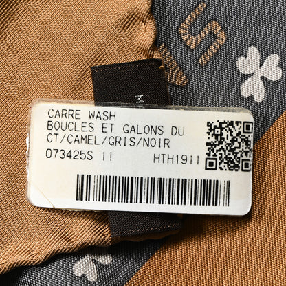 Hermes Silk Boucles Et Galons Du Tsar Scarf 90 Camel Black Gris 6 of 13