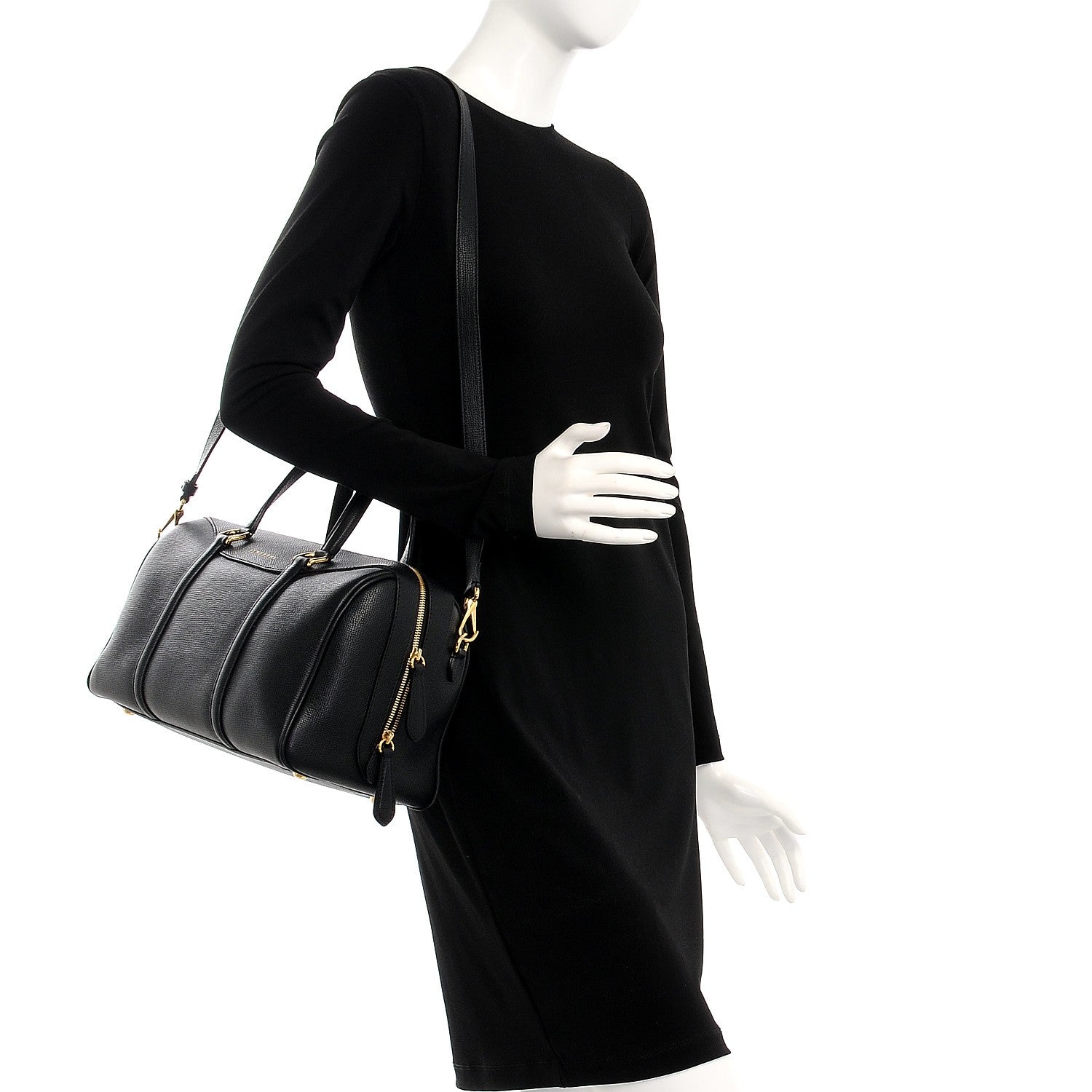 Burberry Derby Calfskin Medium Alchester Bowling Bag Black 2 of 8