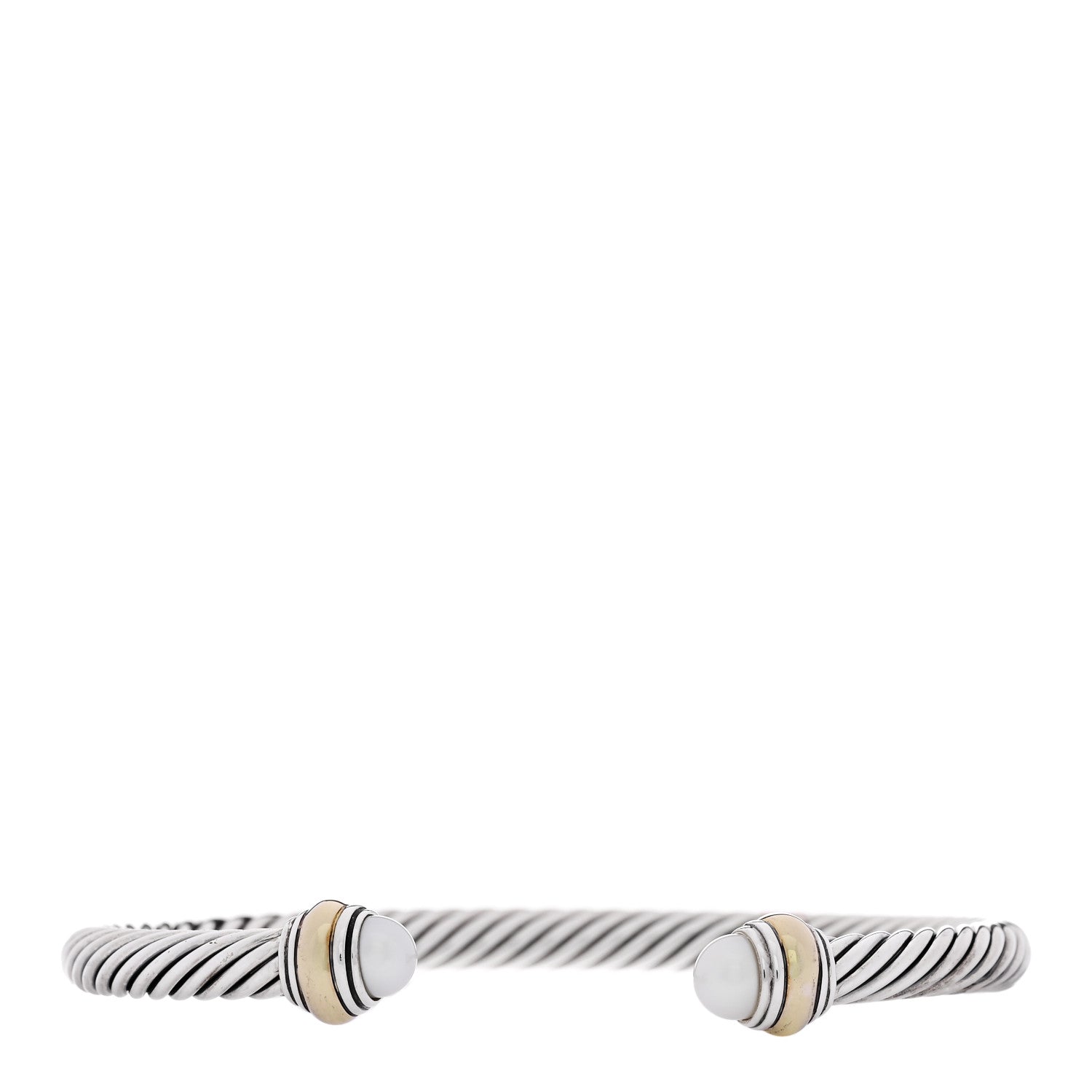 David Yurman Sterling Silver 14K Yellow Gold Cultured Pearl 5mm Cable Classics Petite Color Bracelet 1 of 3